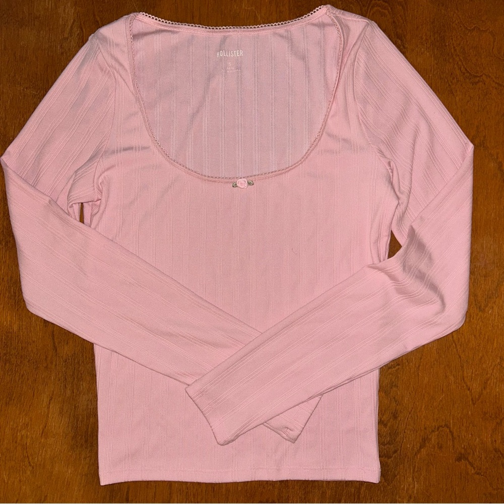 Hollister Blush Pink Ribbed Long Sleeve Tee